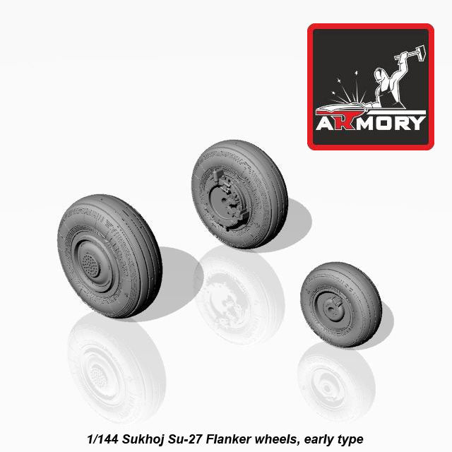 1/144 Sukhoj Su-27 Flanker wheels, early type hubs Scale 1:144 Armory Models AR AW14005