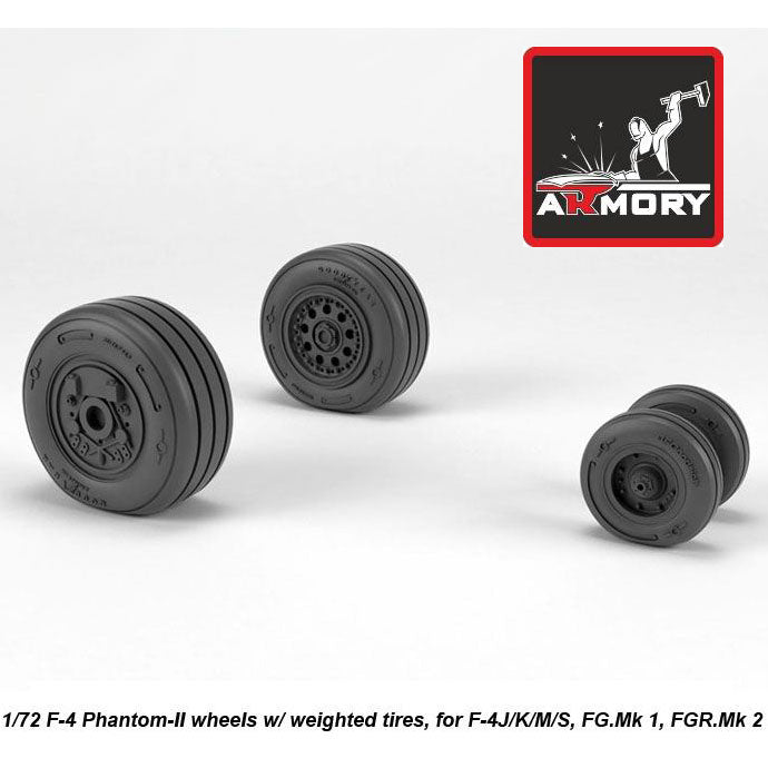 1/72 F-4 Phantom-II wheels w/ weighted tires, late Scale 1:72 Armory Models AR AW72330