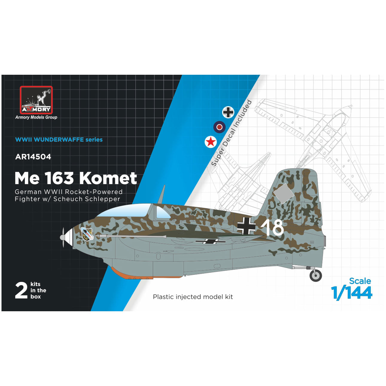 1/144 Messerschmitt Me 163B Komet w/ Scheuch Schlepper Scale 1:144 Armory Models AR14504