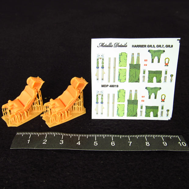 Harrier GR,3, GR,7, GR,9 Ejection Seats + 3D Decals 2 pcs, Detailing set (3D-Printed) Scale 1:48 Metallic Details MDR48266 - For Models Aircraft Kits