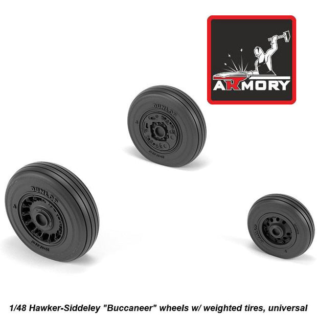 1/48 Fairey Gannet early type wheels w/ weighted tires of straight tire pattern Scale 1:48 Armory Models AR AW48410