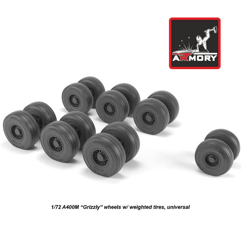 1/72 A400M Grizzly wheels w/ weighted tires Scale 1:72 Armory Models AR AW72506