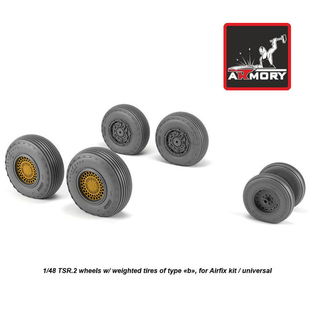 1/48 BAC TSR.2 wheels w/ weighted tires, type "b" (GY) Scale 1:48 Armory Models AR AW48413