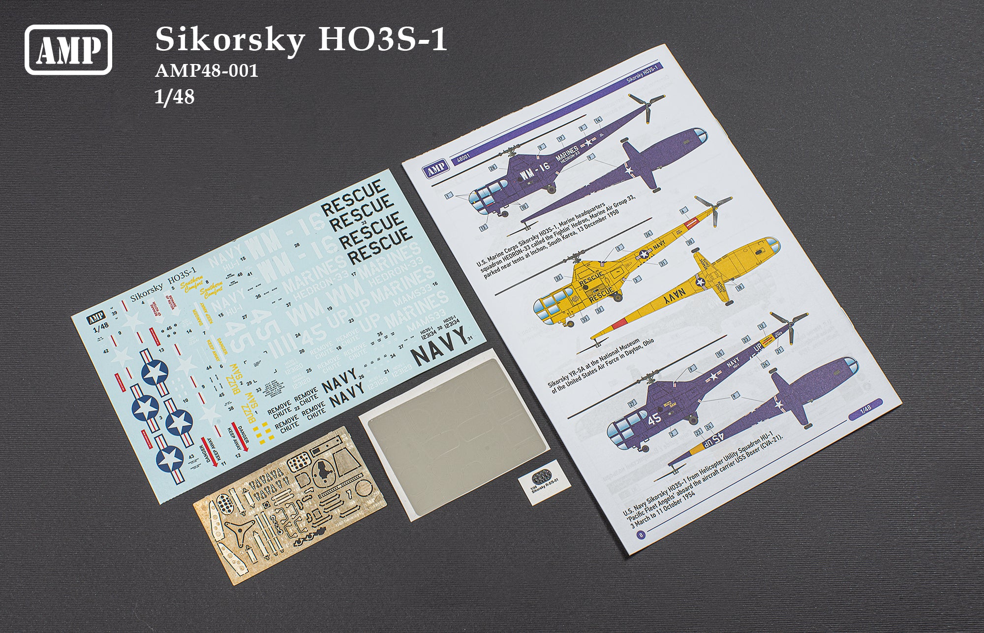 Sikorsky HO3S-1 Scale 1:48 AMP 48001 Plastic Model Helicopter Kit