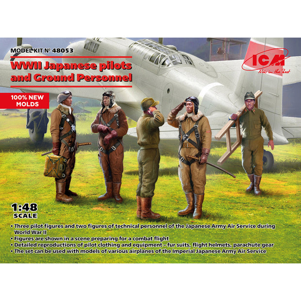 Japanese pilots and Ground Personnel WWII 1:48 Plastic Figures Kit ICM 48053