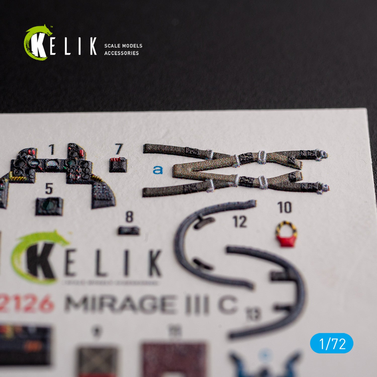 MIRAGE III C. Interior 3D Decals (for ModelSvit Aircraft model kit) Scale 1:72 KeliK K72126