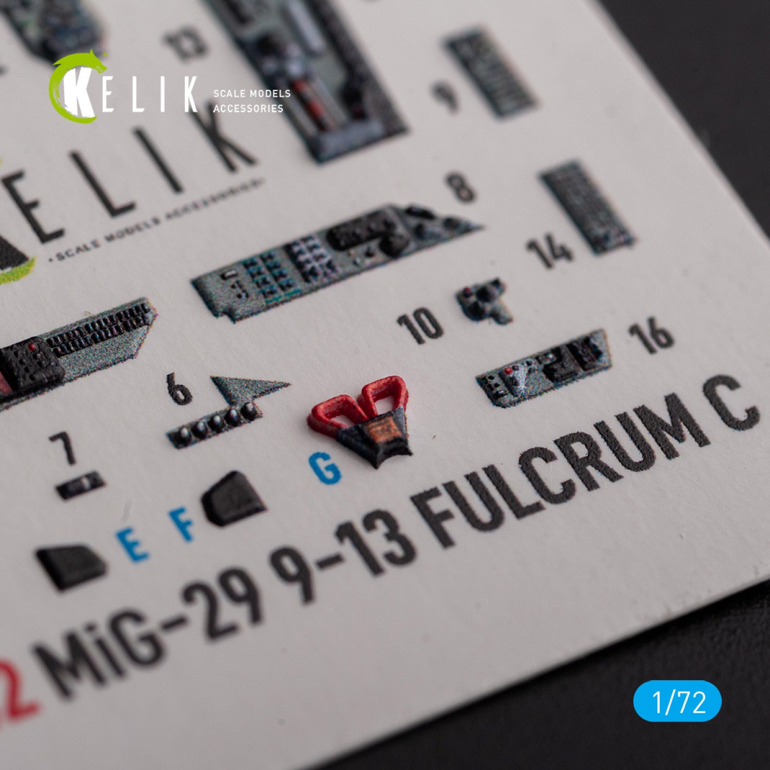 Mig-29 Fulcrum-C 9-13. Interior 3D Decals (for Great Wall Hobby (GWH) Aircraft model kit) Scale 1:72 KeliK K72142