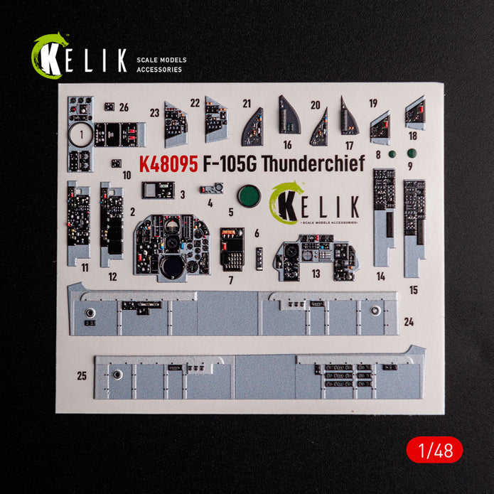 Republic F-105G Thunderchief. Interior 3D Decals (for HobbyBoss Aircraft model kit) Scale 1:48 KeliK K48095