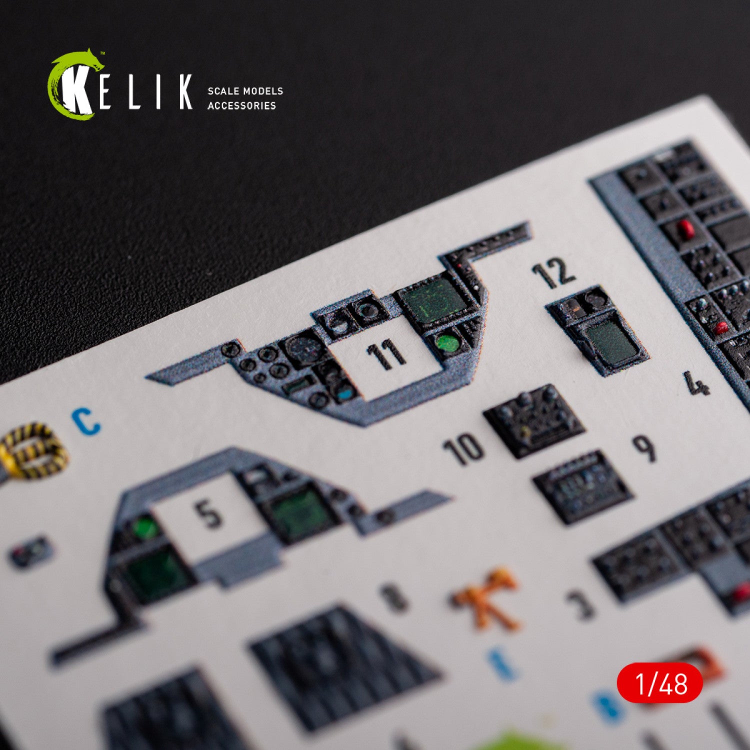 F-16A/C. Interior 3D Decals (for Academy Aircraft model kit) Scale 1:48 KeliK K48103