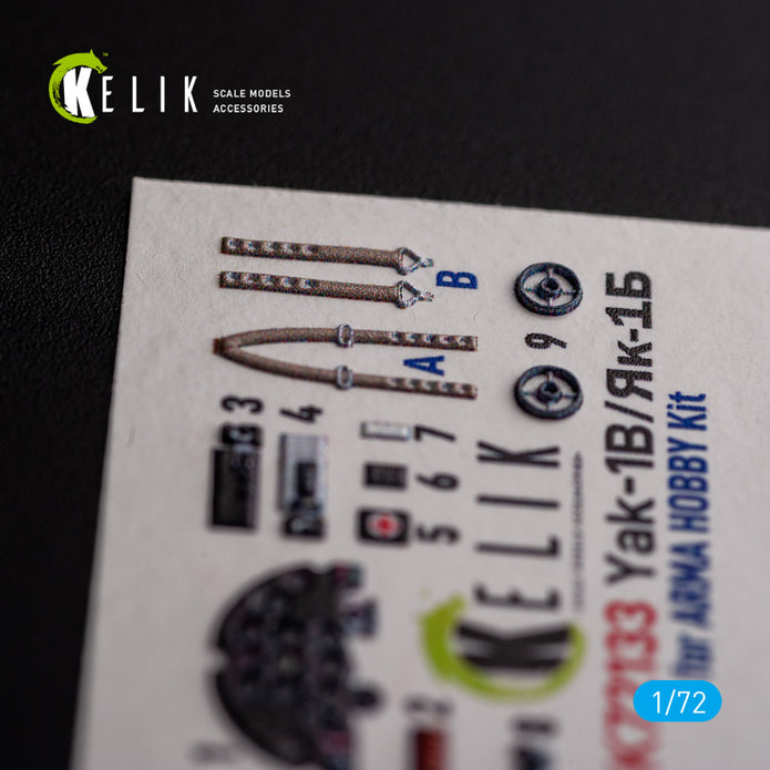 Yak-1B. Interior 3D Decals (for Arma Hobby Aircraft model kit) Scale 1:72 KeliK K72133