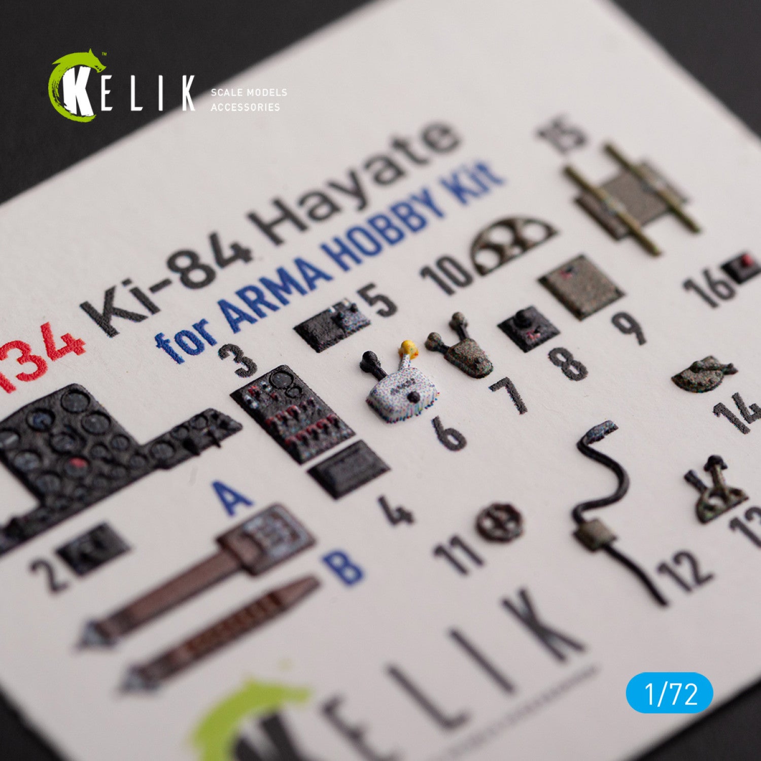 Ki-84 Hayate. Interior 3D Decals (for Arma Hobby Aircraft model kit) Scale 1:72 KeliK K72134