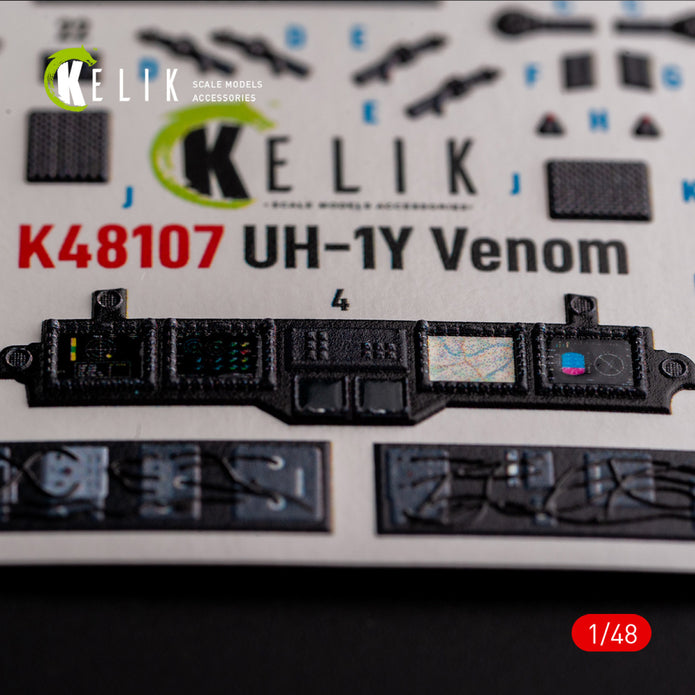 UH-1Y Venom. Interior 3D Decals (for Kitty Hawk / Zimimodel Helicopter model kit) Scale 1:48 KeliK K48107