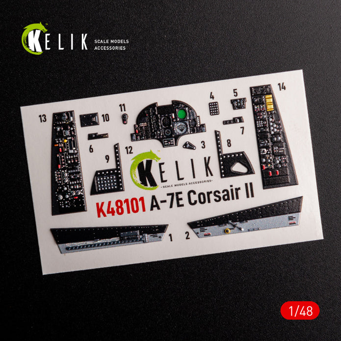 A-7E Corsair II. Interior 3D Decals (for HobbyBoss Aircraft model kit) Scale 1:48 KeliK K48101