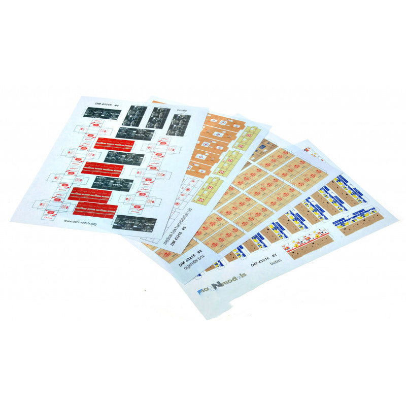 Boxes from cigarettes, from humanitarian aid, from food. Banana boxes. (cardboard) Scale 1:43 DAN Models DM 43216