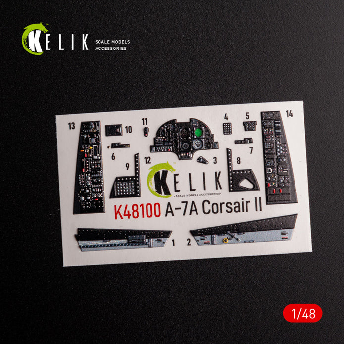 A-7A Corsair II. Interior 3D Decals (for HobbyBoss Aircraft model kit) Scale 1:48 KeliK K48100