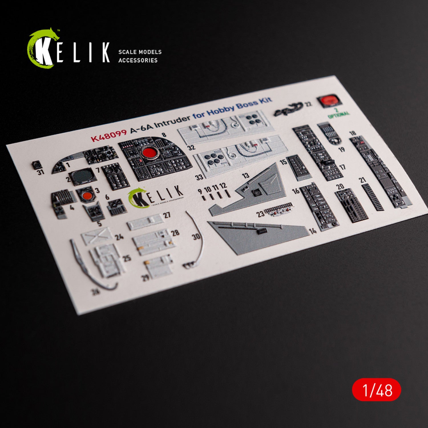 A-6A Intruder. Interior 3D Decals (for HobbyBoss Aircraft model kit) Scale 1:48 KeliK K48099
