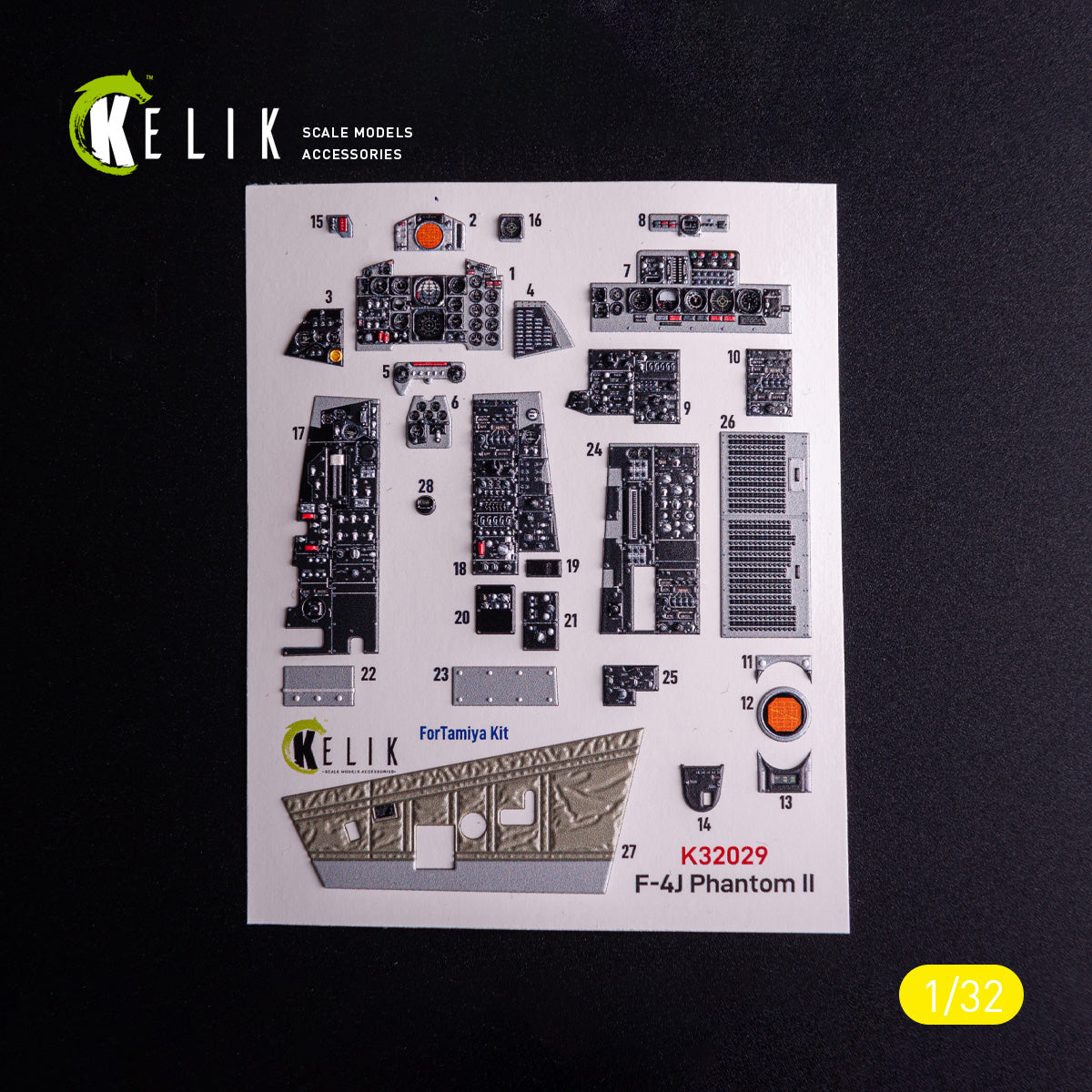McDonnell Douglas F-4J Phantom II. Interior 3D Decals (for Tamiya Aircraft model kit) Scale 1:32 KeliK K32029