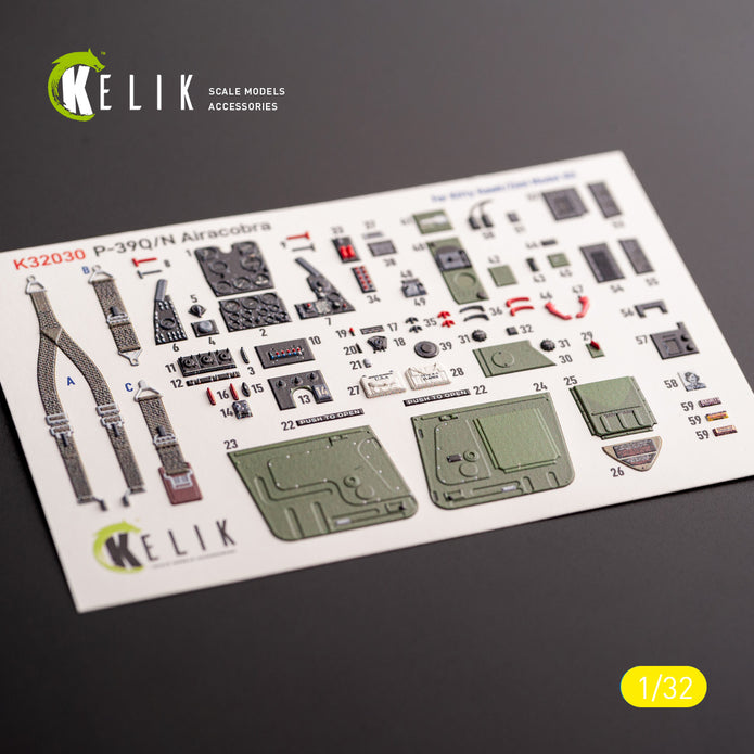 P-39Q/N. Interior 3D Decals (for Kitty Hawk / Zimimodel Aircraft model kit) Scale 1:32 KeliK K32030
