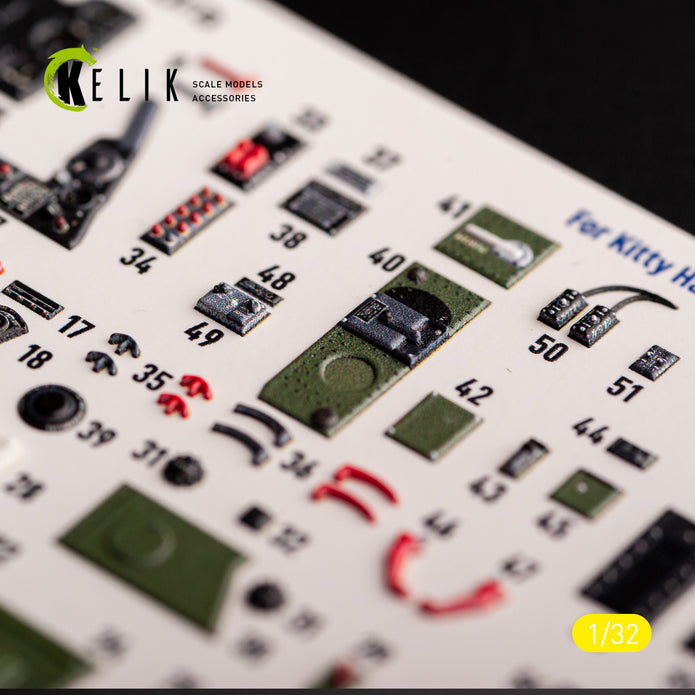 P-39Q/N. Interior 3D Decals (for Kitty Hawk / Zimimodel Aircraft model kit) Scale 1:32 KeliK K32030
