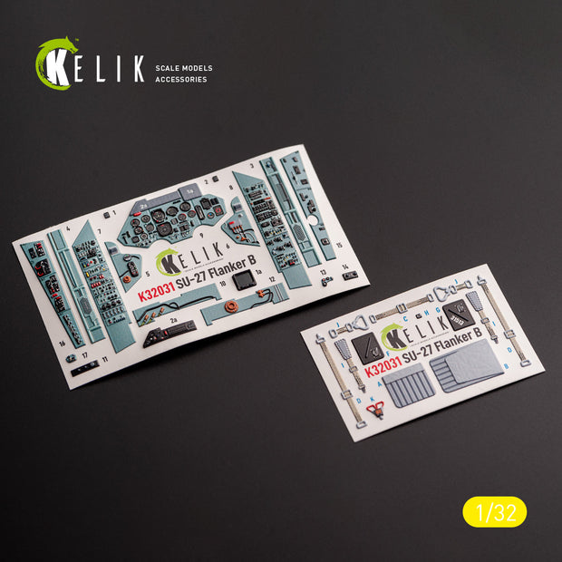 Sukhoi SU-27. Interior 3D Decals (for Trumpeter Aircraft model kit) Scale 1:32 KeliK K32031