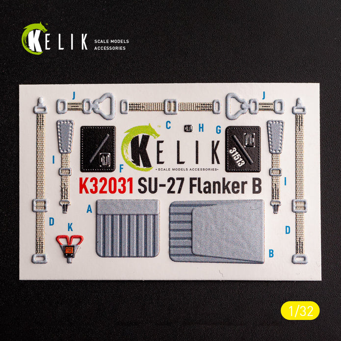Sukhoi SU-27. Interior 3D Decals (for Trumpeter Aircraft model kit) Scale 1:32 KeliK K32031