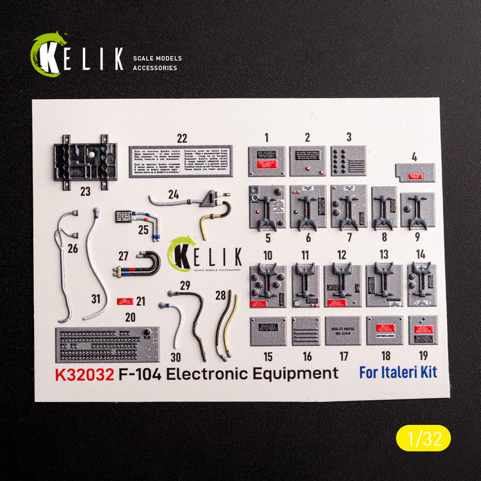 Lockheed F-104 A/C. Interior 3D Decals (for Italeri Aircraft model kit) Scale 1:32 KeliK K32032