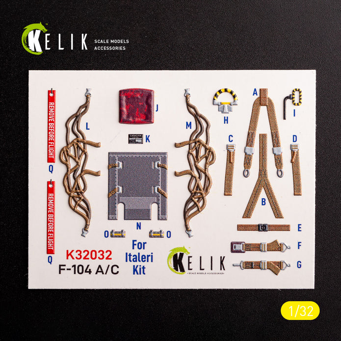Lockheed F-104 A/C. Interior 3D Decals (for Italeri Aircraft model kit) Scale 1:32 KeliK K32032