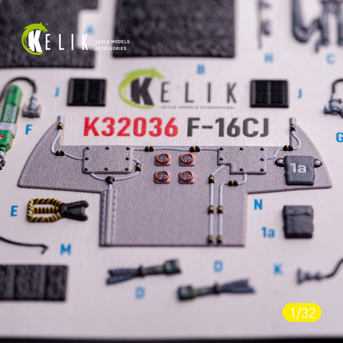 F-16CJ Fighting Falcon. Interior 3D Decals (for Tamiya Aircraft model kit) Scale 1:32 KeliK K32036