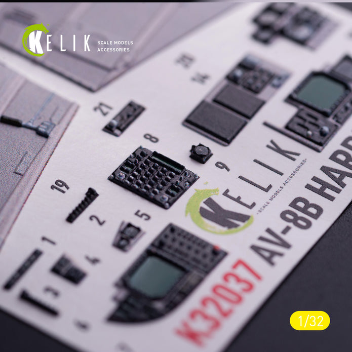 AV-8 Harrier. Interior 3D Decals (for Trumpeter Aircraft model kit) Scale 1:32 KeliK K32037