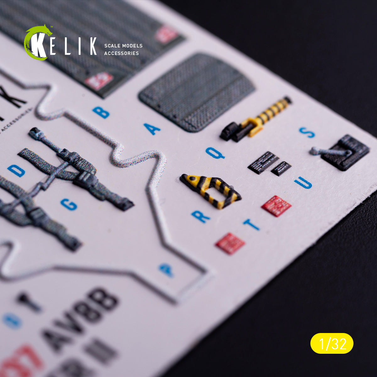 AV-8 Harrier. Interior 3D Decals (for Trumpeter Aircraft model kit) Scale 1:32 KeliK K32037