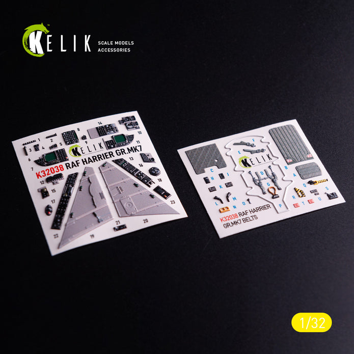 British Aerospace GR.MK7 Harrier. Interior 3D Decals (for Trumpeter Aircraft model kit) Scale 1:32 KeliK K32038