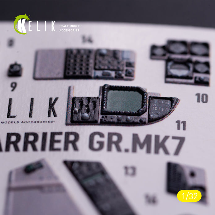 British Aerospace GR.MK7 Harrier. Interior 3D Decals (for Trumpeter Aircraft model kit) Scale 1:32 KeliK K32038