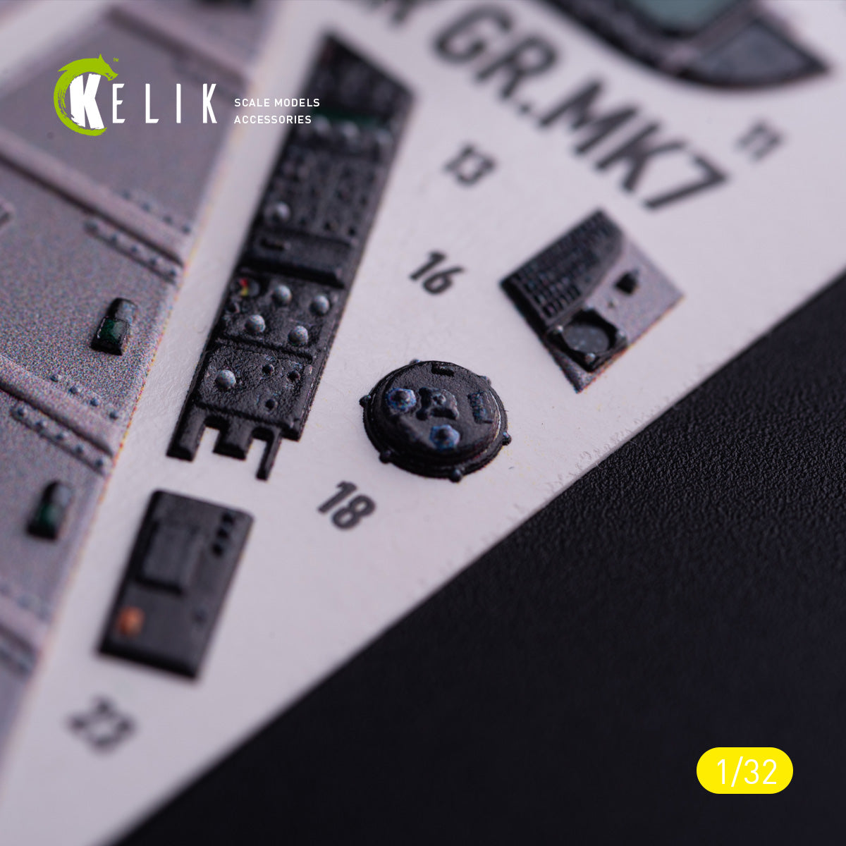 British Aerospace GR.MK7 Harrier. Interior 3D Decals (for Trumpeter Aircraft model kit) Scale 1:32 KeliK K32038