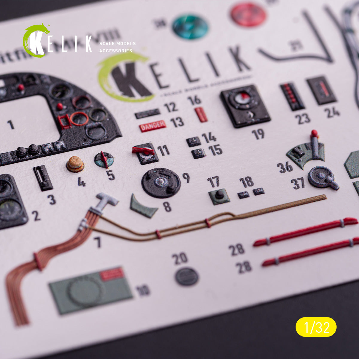 Supermarine Spitfire Mk VIII. Interior 3D Decals (for Tamiya Aircraft model kit) Scale 1:32 KeliK K32039