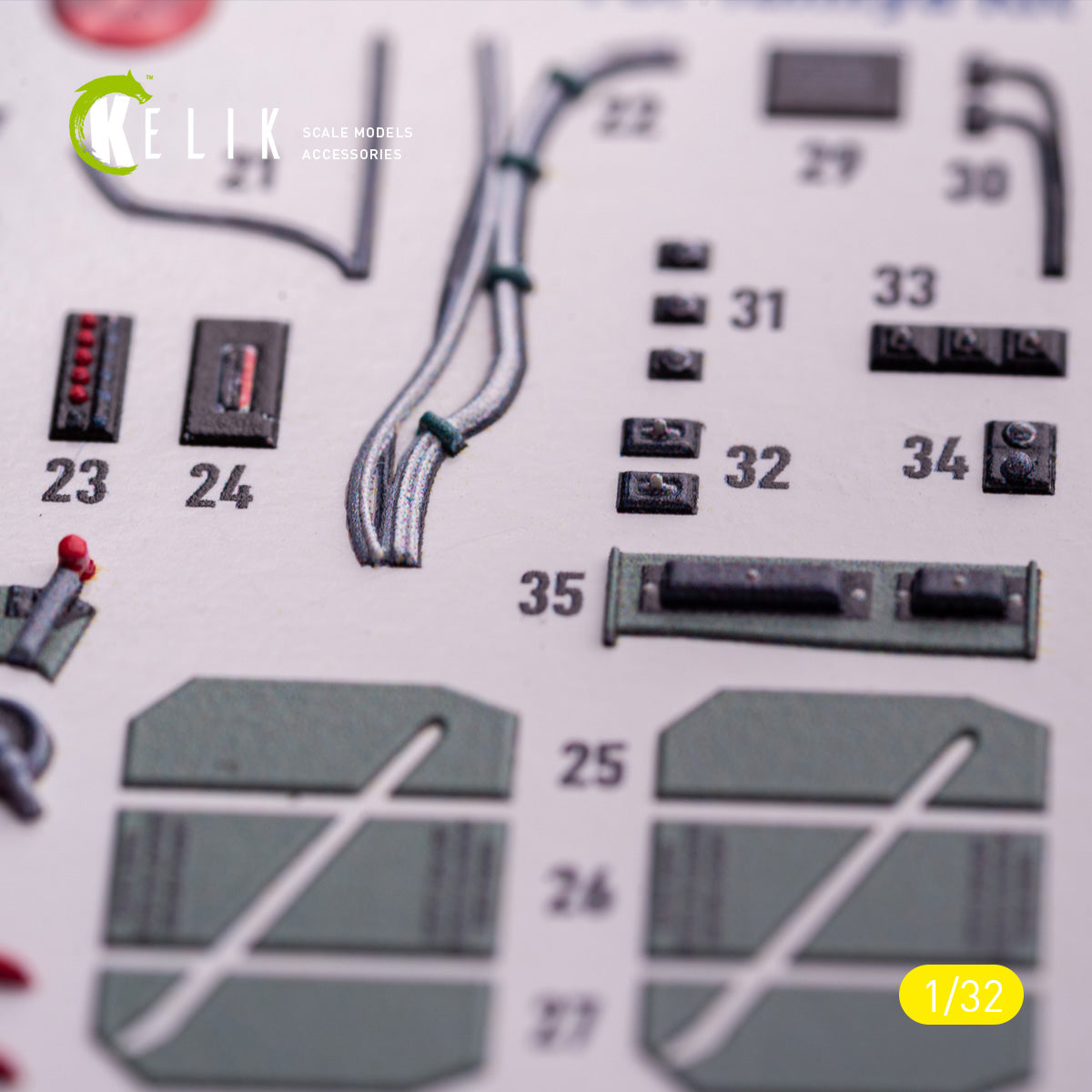 Supermarine Spitfire Mk VIII. Interior 3D Decals (for Tamiya Aircraft model kit) Scale 1:32 KeliK K32039