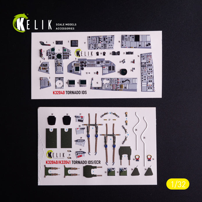 Panavia Tornado IDS. Interior 3D Decals (for Italeri Aircraft model kit) Scale 1:32 KeliK K32040