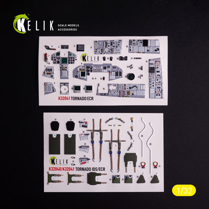 Panavia Tornado ECR. Interior 3D Decals (for Italeri Aircraft model kit) Scale 1:32 KeliK K32041