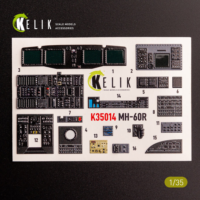 Sikorsky MH-60R. Interior 3D Decals (for Kitty Hawk / Zimimodel Helicopters model kit) Scale 1:35 KeliK K35014