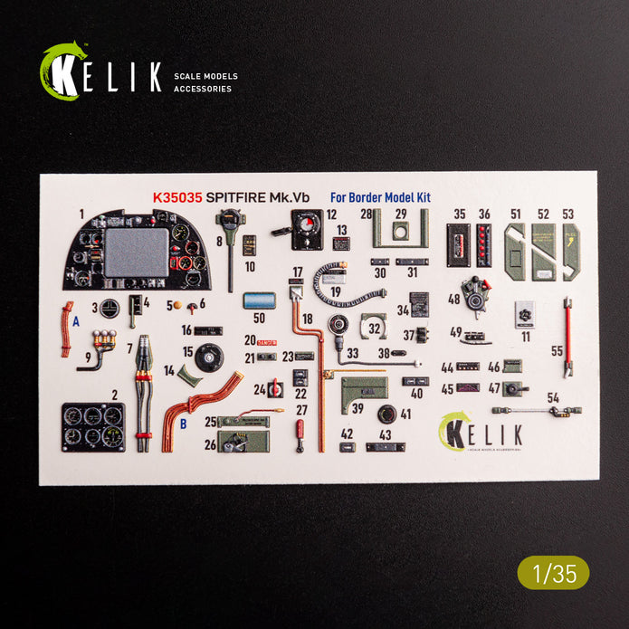 Spitfire Mk.VB. Interior 3D Decals (for Border Models Aircraft model kit) Scale 1:35 KeliK K35035