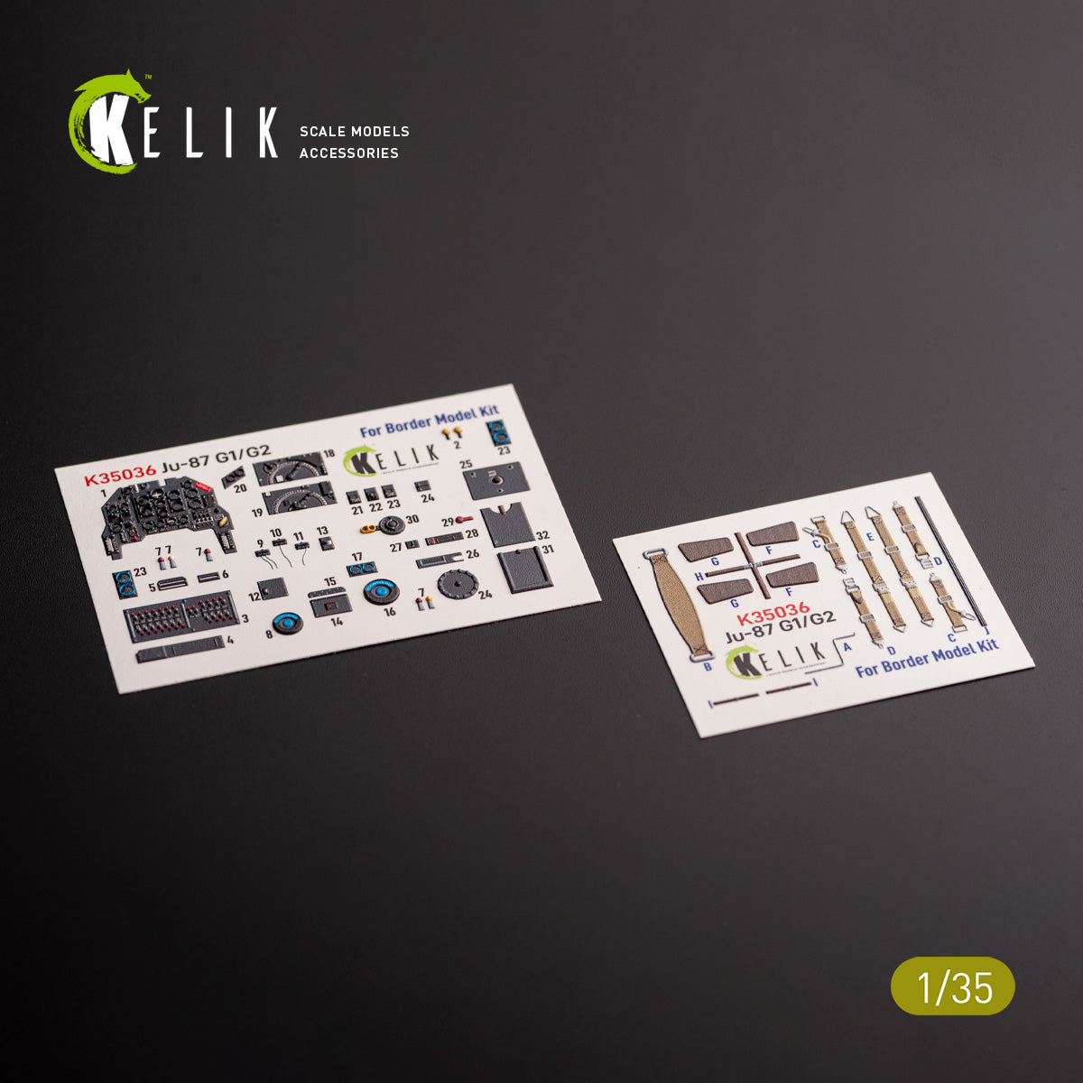 Junkers Ju-87 G1/G2. Interior 3D Decals (for Border Models Aircraft model kit) Scale 1:35 KeliK K35036