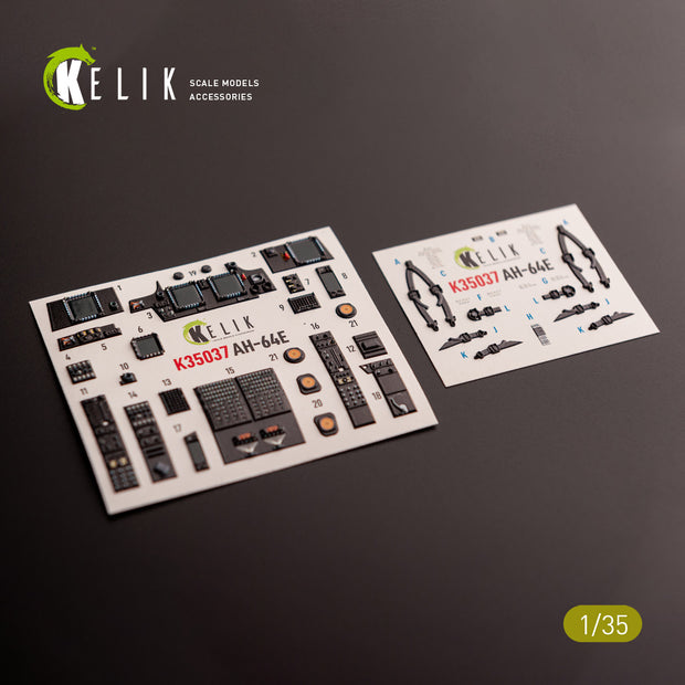 AH-64E Apache. Interior 3D Decals (for Takom Helicopters model kit) Scale 1:35 KeliK K35037