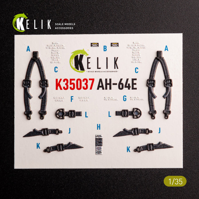 AH-64E Apache. Interior 3D Decals (for Takom Helicopters model kit) Scale 1:35 KeliK K35037