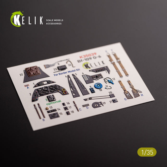 Messerschmitt Bf-109 G-6. Interior 3D Decals (for Border Models Aircraft model kit) Scale 1:35 KeliK K35039