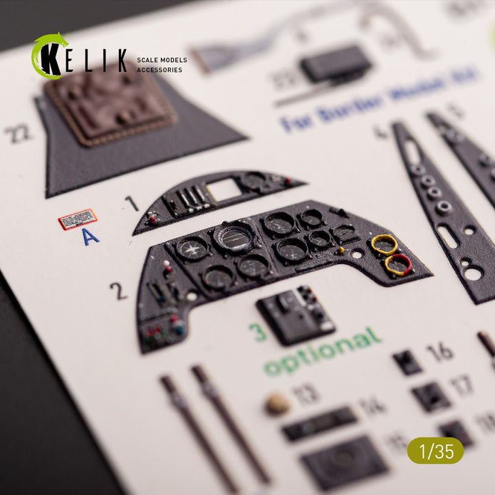 Messerschmitt Bf-109 G-6. Interior 3D Decals (for Border Models Aircraft model kit) Scale 1:35 KeliK K35039
