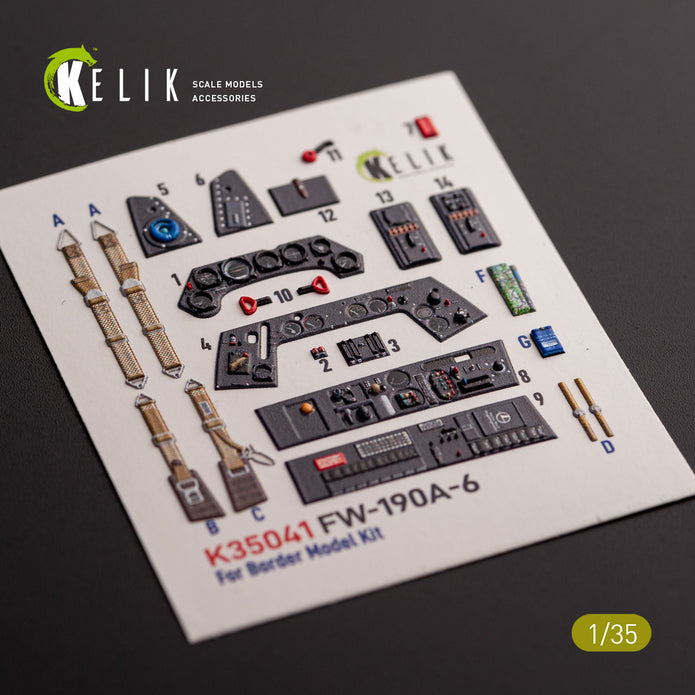 Focke-Wulf FW-190A-6. Interior 3D Decals (for Border Models Aircraft model kit) Scale 1:35 KeliK K35041