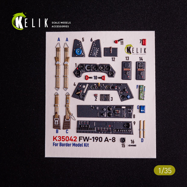 Focke-Wulf Fw FW-190A-8 Würger. Interior 3D Decals (for Border Models Aircraft model kit) Scale 1:35 KeliK K35042