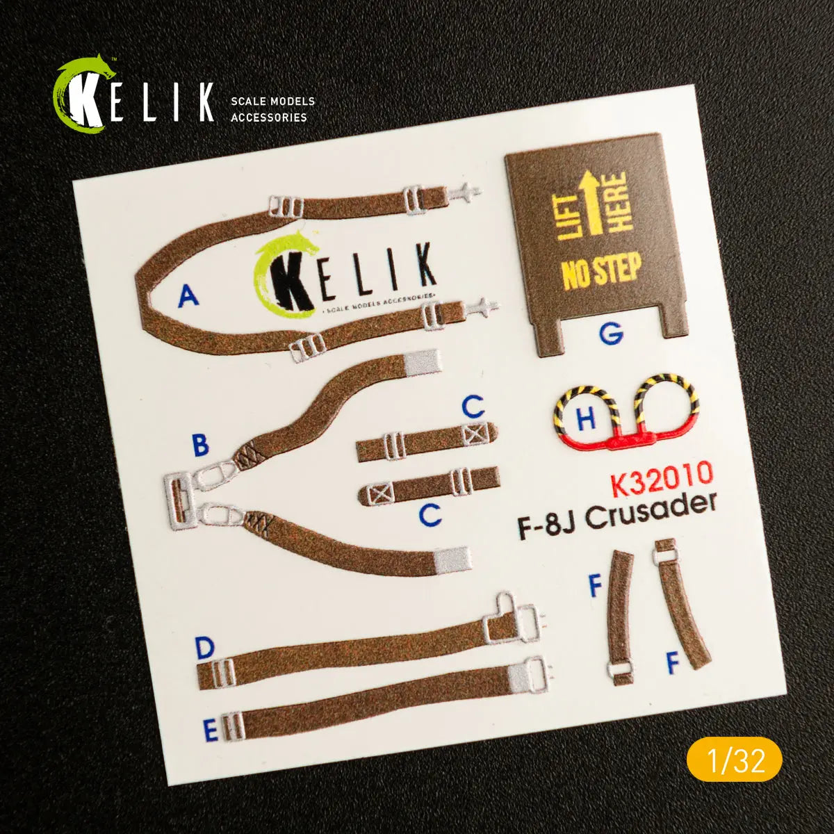 3D Decals Aircraft Vought F-8J Crusader- Interior (for Trumpeter model kit) Scale 1:32 KeliK K32010 USA