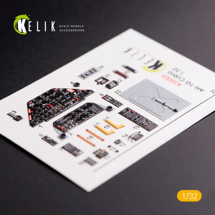 3D Decals Helicopters Bell AH-1G Cobra interior (for ICM model kit) Scale 1:32 KeliK K32003 USA