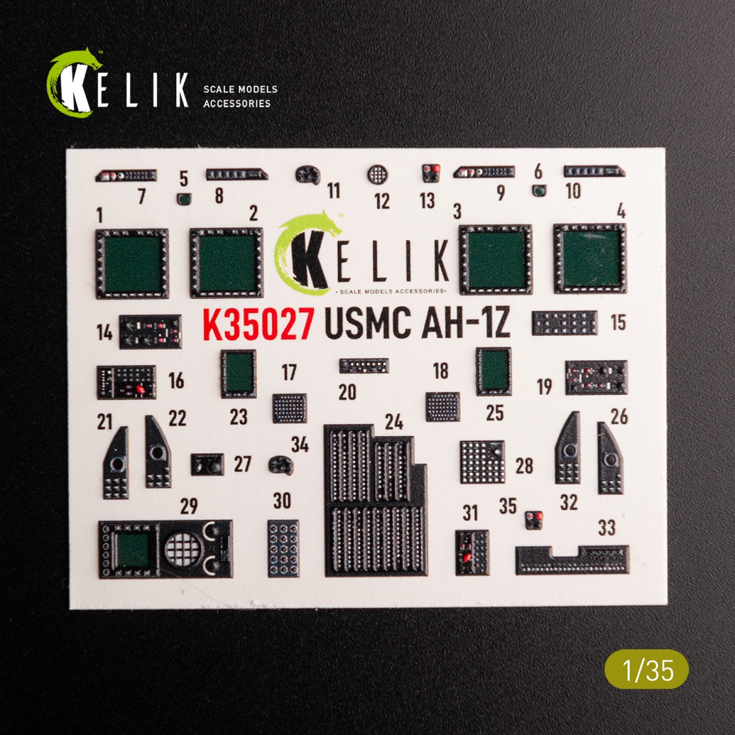 Bell AH-1Z. Interior 3D Decals (for Academy Helicopter model kit) Scale 1:35 KeliK K35027