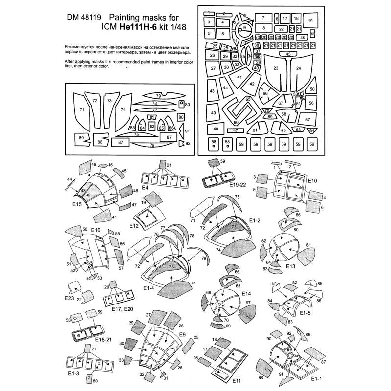 He 111H-6 aircraft model Painting Masks (for ICM 48262) Scale 1:48 DAN Models DM 48119